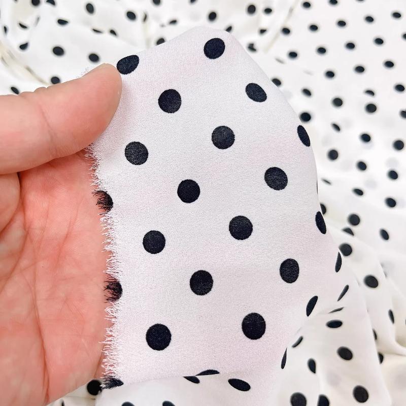 

100/300cm Soft Flowing Polka Dot White Chiffon Fabric For Sewing Summer Dress Shirt Clothing Handmade DIY Chiffon Yarn Fabric 100x150cm белый