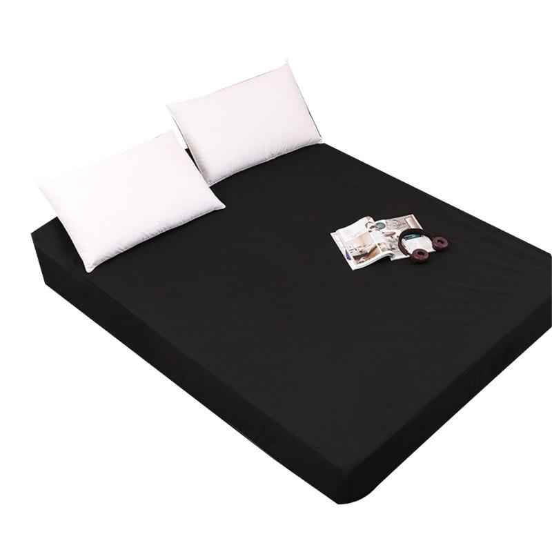Waterproof Fitted Bed Sheet with Elastic Band Mattress Protector Adjustable Mattress Cover Four Corners Fitted Sheet S