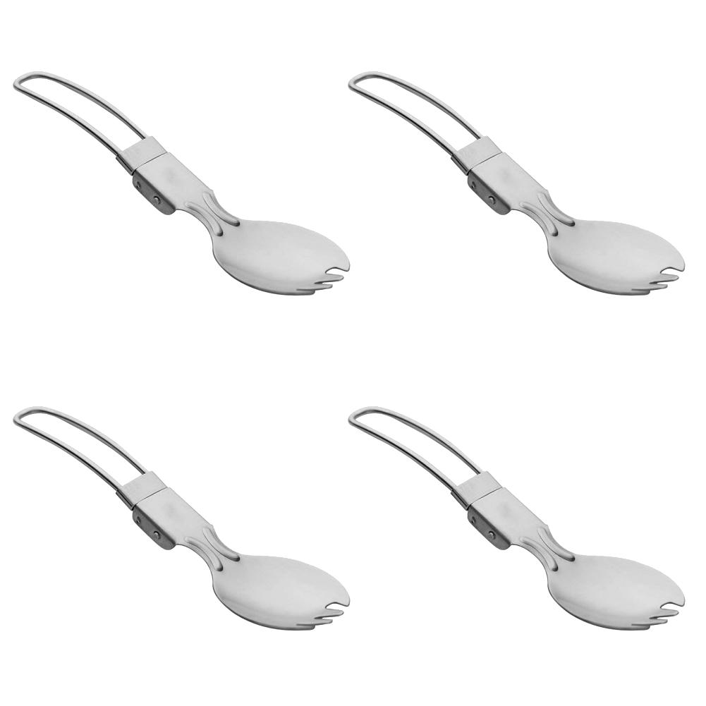 1-4PCS Camping Folding Cutlery Titanium Spoon Spork Outdoor Tableware Ultralight Camping Cookware Hiking Travel Flatware Spork