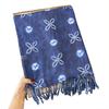 Long Cotton Linen Scarf Women Hand-Dyed Blue Indigo Wrap Shawl 180x90cm Lightweight Accessory