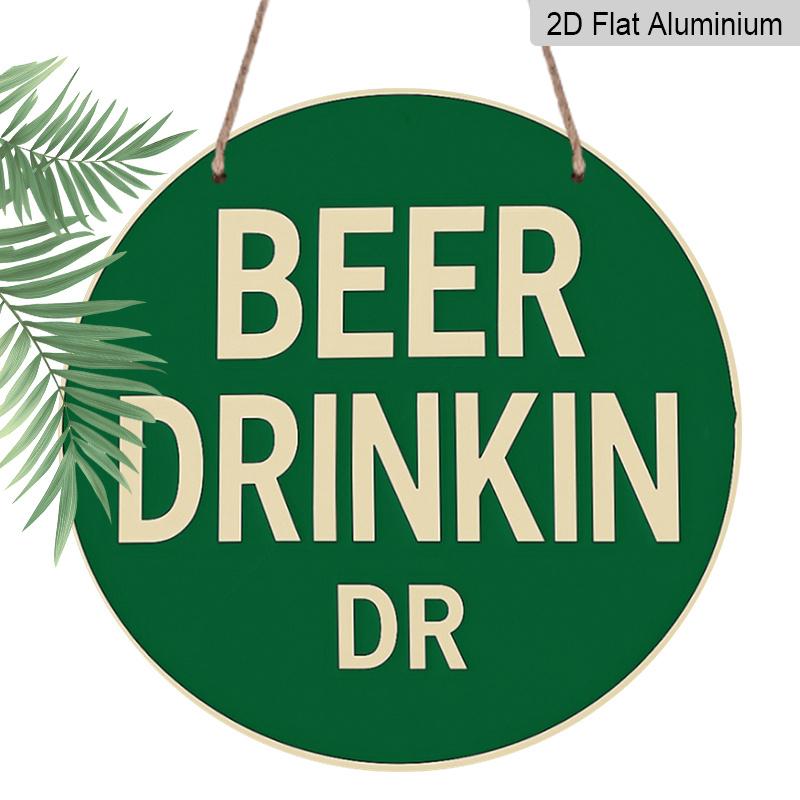 2D Flat 1pc, 8x8 in, Beer Drinking Logo Aluminum Metal Decorative Signs & Plaques Printed Sign, Unique, Durable, Easy To Hang Metal Decoration