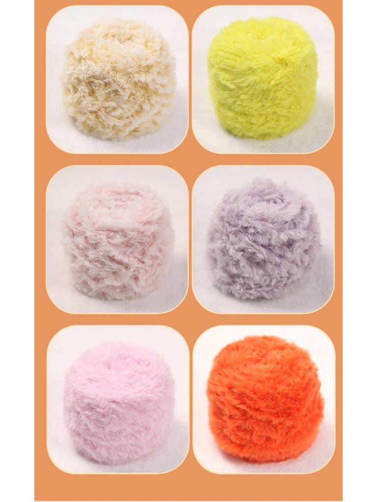 Gradient Dyed Faux Fur Hand-Spun Mink Velvet Yarn – Perfect for DIY Chunky Scarves and Hats