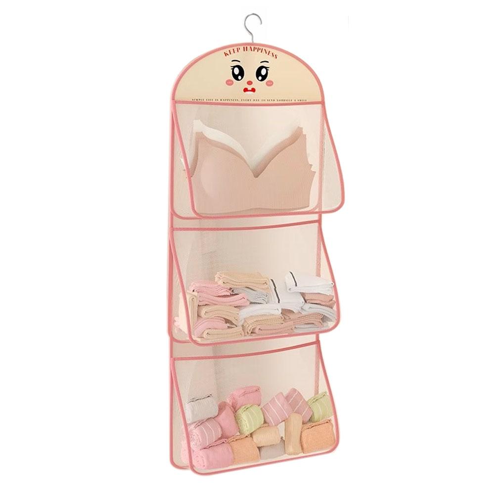 

Closet Hanging Organizer With Mesh Pockets,Underwear Hanging Storage Bags Wardrobe Saver Bag For Bra Underwear Underpants Socks S рожевий