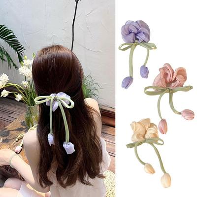 Tulip Large Intestine Hairband Head Rope Female Tie Leather Sweet Headwear Hair Butterfly Tie R F0A0