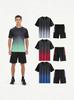 Men's Gradient Quick-Dry Sports Suit - Summer Breathable Fitness Set with Short Sleeve & Shorts