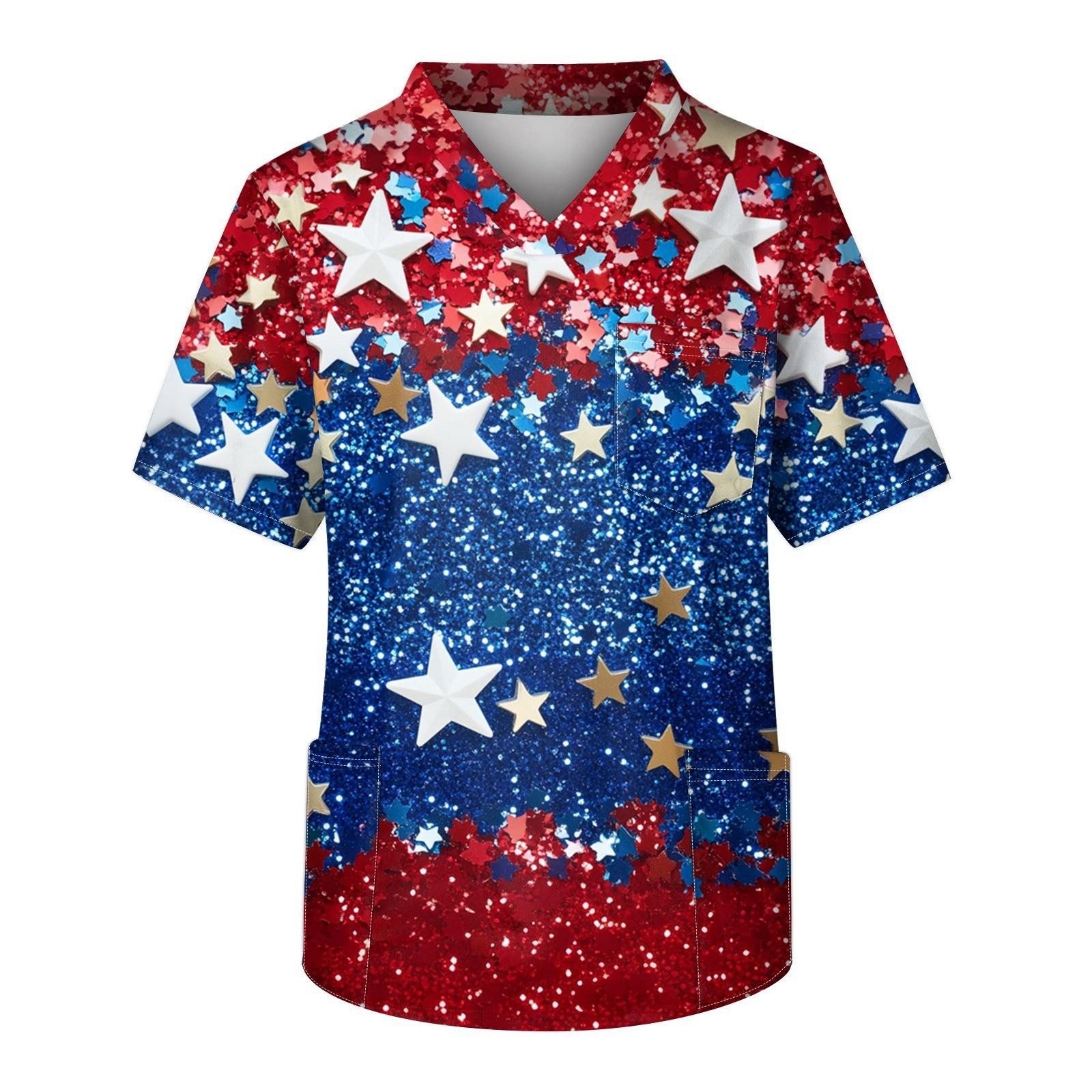 Мужской топ с коротким рукавом, V-образным вырезом и принтом, нагрудным карманом L