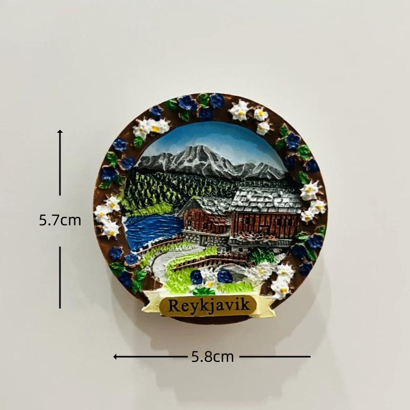Iceland Reykjavik Resin Fridge Magnet Stickers Travel Souvenir Gift Landscape Refrigerator Magnet Home Kitchen Decor