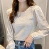 Early autumn long-sleeve lace base shirt for women, spring and autumn wear, 2026 new trendy chiffon top, stylish women's blouse