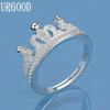 925 Sterlingsilber AAA Zirkon Krone Offener Ring Damen Hochzeit Modeschmuck