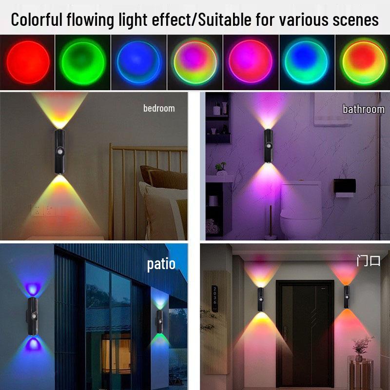 Rechargeable Seven-Color Induction Night Light: Wireless Gradient Wall Lamp for Bedroom
