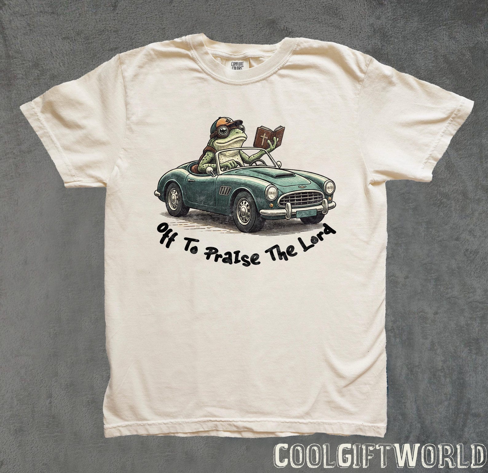 Funny Frog Off To Praise The Lord Vintage Christian Graphic T-Shirt, Gift for Him S