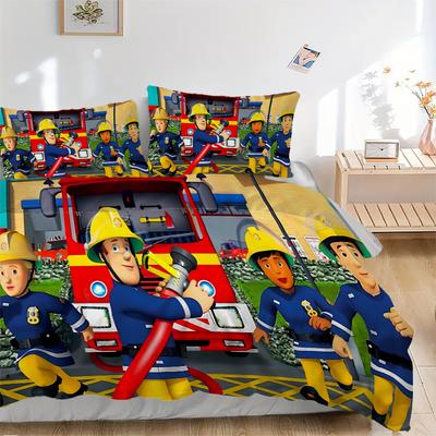 Firemen Action Station Print 3Pcs Bedding Setduvet Cover With 2 Bedropillowcase Home Birthday Gift