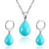925 Sterling Silver Color Pearl Pendant Necklace Loop Hoop Earrings White Teardrop Women Girls Wedding Party Nice Gifts