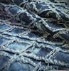Fringe Diamond Denim Handmade Denim Thin Cotton Denim Fabric Scraps Fabric, Remnants, Fabric, (Dark, 50cm)