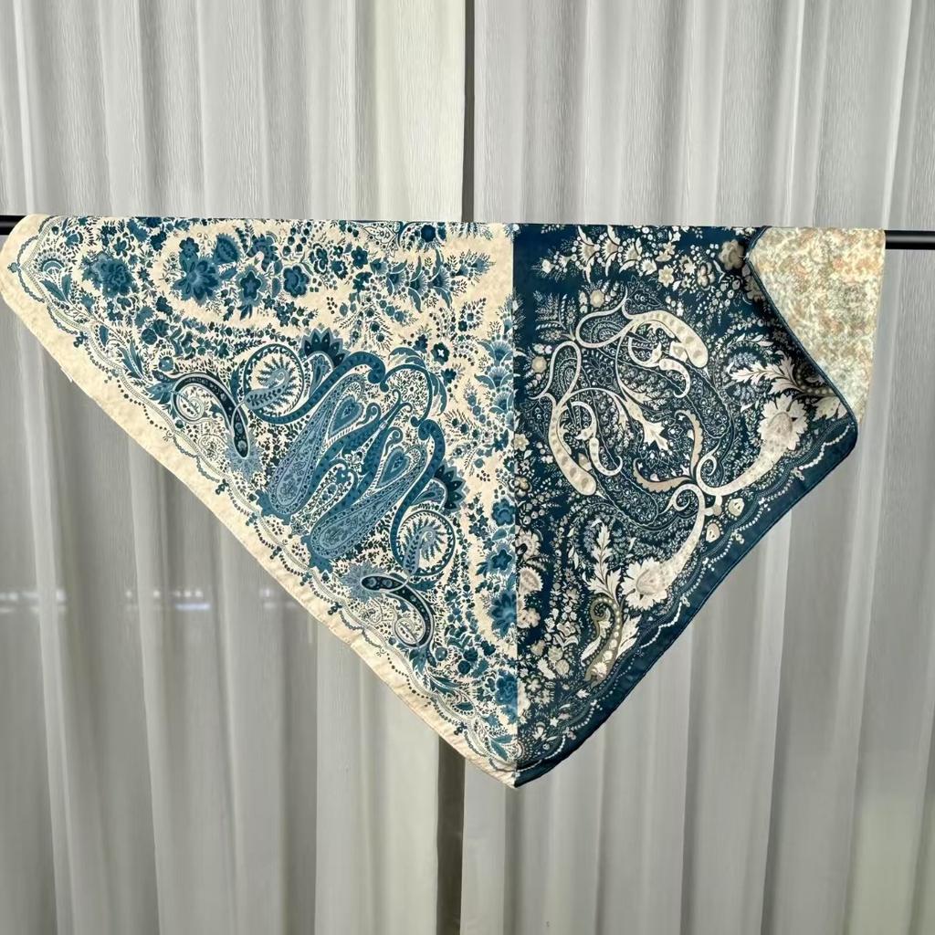 68x68cm Floral Velvet Scarf for Women Lightweight Square Scarves Elegant Spring/Summer Fashion Shawl Neckerchief Luxury