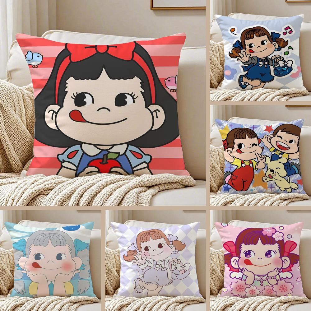 PPeko Lollipop Happy Girl Cute Pattern Cushion Cover Pillowcase Antidustmite living Room Sofa Decor Cushion Room