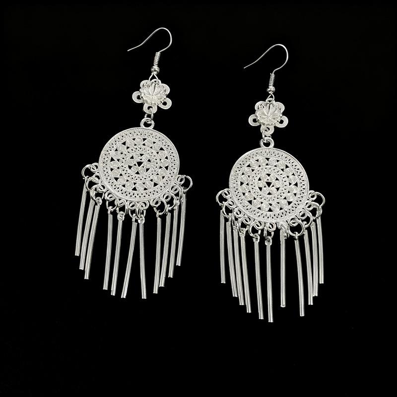 Ethnic style earrings Alloy silver-plated Miao ethnic minority Dong Yi earrings Earrings
