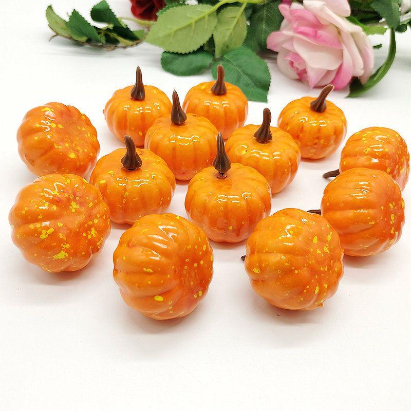 12pcs Artificial Mini Foam Pumpkin Simulation Props Perfect For Halloween Party Decoration
