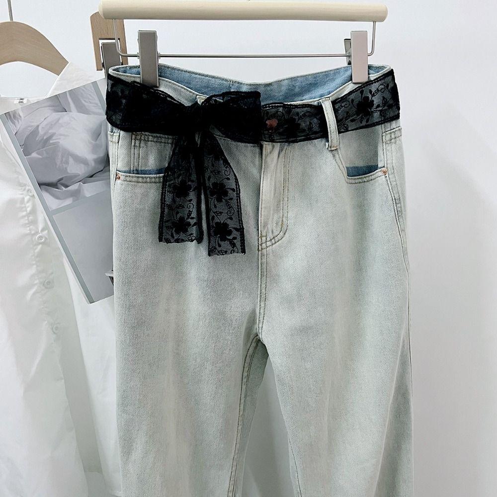 Y2k Lace Waistband Sweet Dress Jeans Belt Fashion Gauze Waist Belt  Streetwear