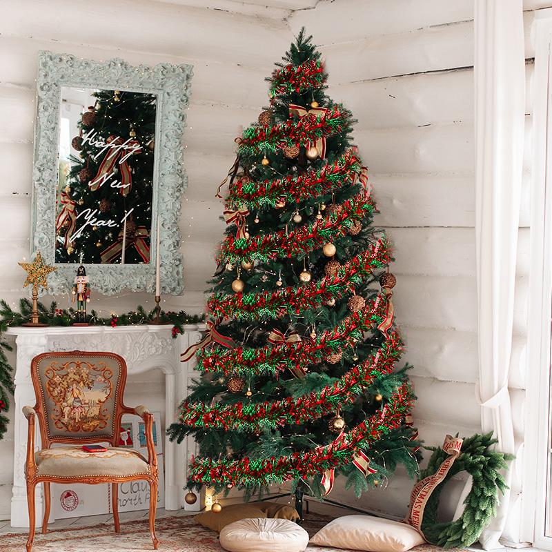 200cm Christmas Tree Tinsel Garland Ornaments Red Green Hanging Strips Ribbon For Christmas Party Home Indoor Outdoor Decoration