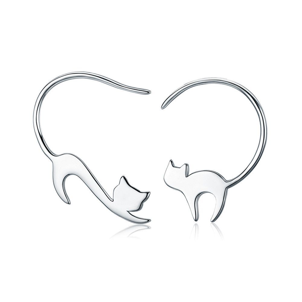 Cross-Border Cute Pet Cute Kitten Stud Earrings Female Animal S925 Sterling Silver Earrings