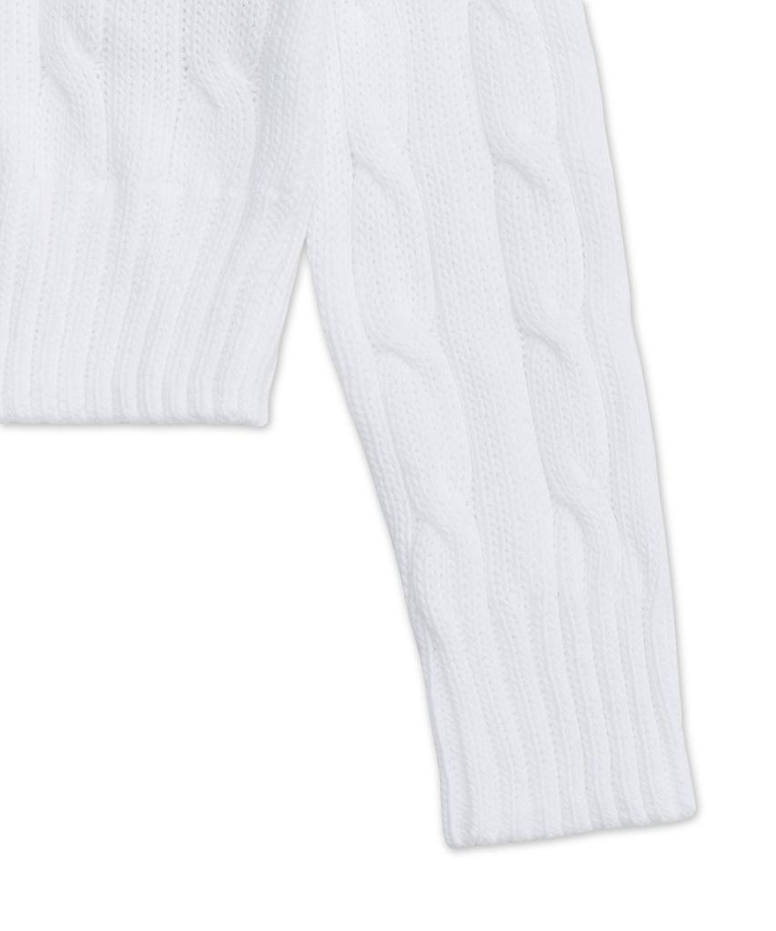 POLO RALPH LAUREN Cable Knit Cotton V-Neck Sweater - White