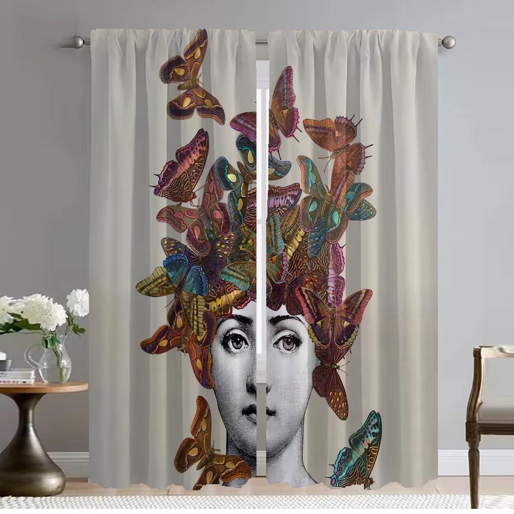 

Shades Fornasetti затемняющие шторы 2 шт. домашний интерьер шторы для камеры гостиная занавеска украшение на Хэллоуин кухня W86xH137cmx2pcs-CL