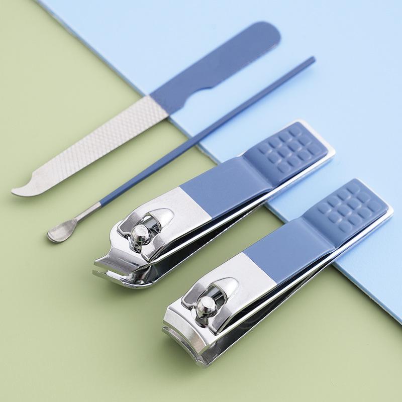 Nail Clipper Set: Flat & Oblique Mouth Clippers, Manicure Knife, Household Nail Tools, Ear Pick for Adults