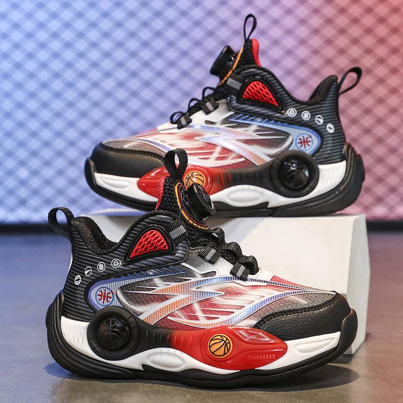Popular Outdoor Children's Cool Basketball Shoes Portable Rotating Buckle Autumn Wear-resistant Outsole Non-slip Sports Shoes