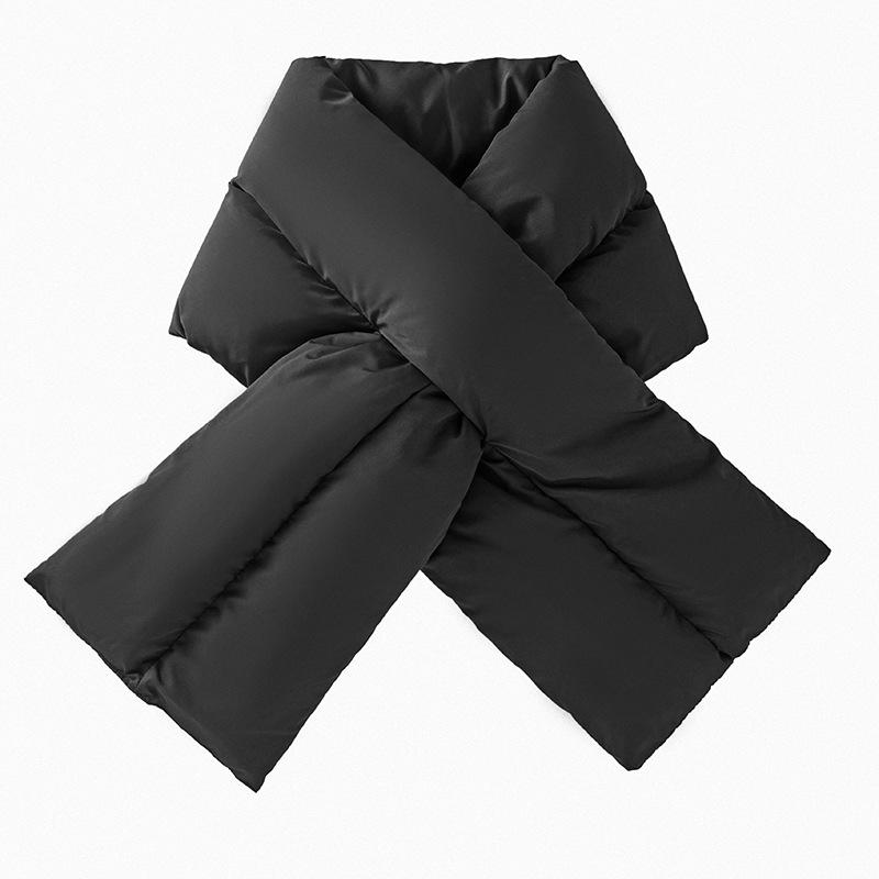 Winter warm cross scarf women's thickened scarf men's outdoor cold-proof fashion solid color windproof down scarf