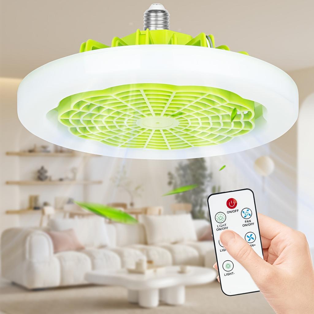LED Fan Light with Remote Dimming And Wind Speed Control, Silent Fan Light, Ultra-thin E27 Screw Mouth Dormitory Fan Light