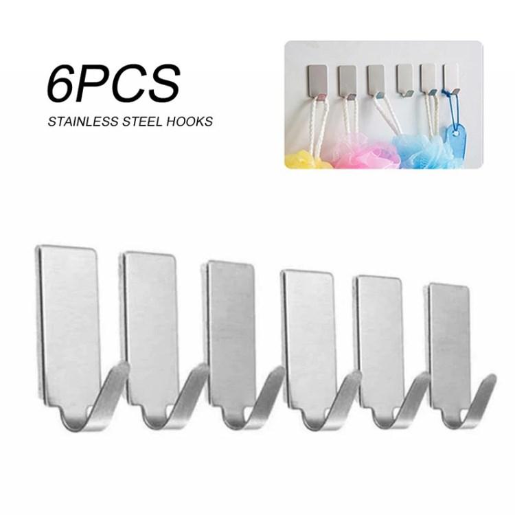 

6Pcs Towel Bag Hooks Self-Adhesive Stainless Steel Kitchen Cookware Hanger Holder Type A