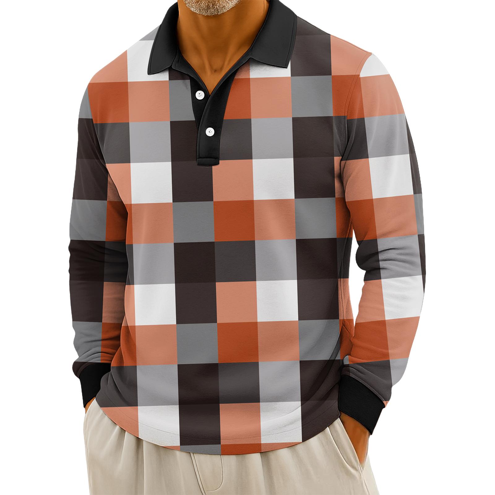 

Мужские повседневные топы с длинными рукавами на пуговицах с полосатым принтом XXXXL коричневый