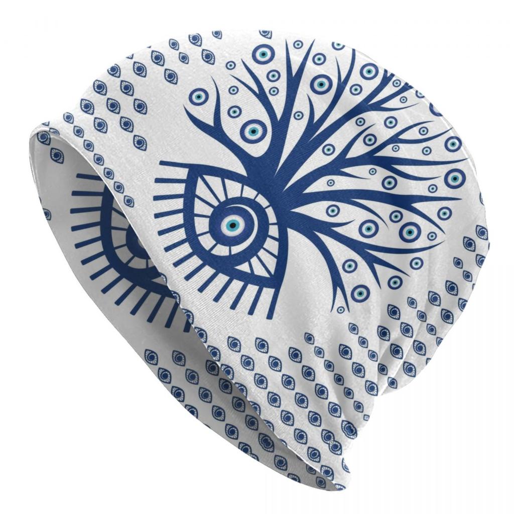 Mediterranean Evil Eye Skullies Beanies Caps Hip Hop Winter Warm Knitted Hat Adult Unisex Turkish Amulet Culture Bonnet Hats