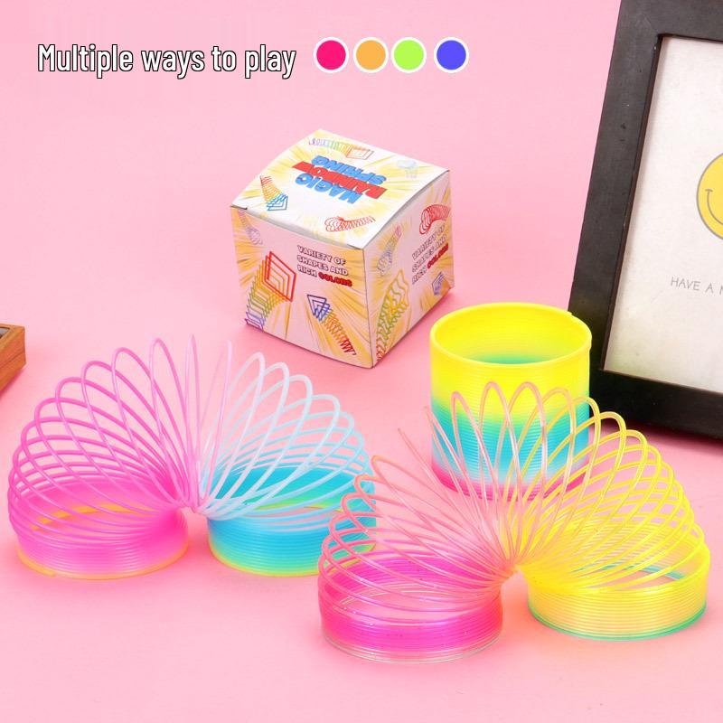 Medium Boxed Rainbow Stacking Rings (6.5*6CM) - Popular Children's Spring Rings Toy