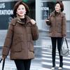 2025 winter down cotton jacket women's mid-length detachable hat padded jacket short slimming solid color cotton jacket