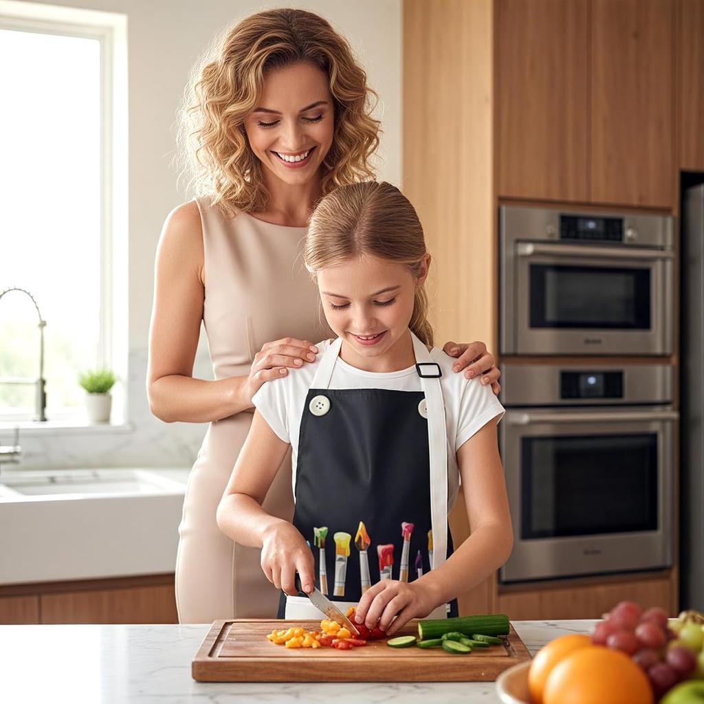 2Pcs Kids Aprons for Cooking, Adjustable Waterproof Painting Apron, Art Aprons with Pockets for Boys Girls Childs Painting Crafting Cooking Baking