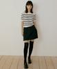 Lingseoul Stripe Round Knit Top-Ivory+Navy