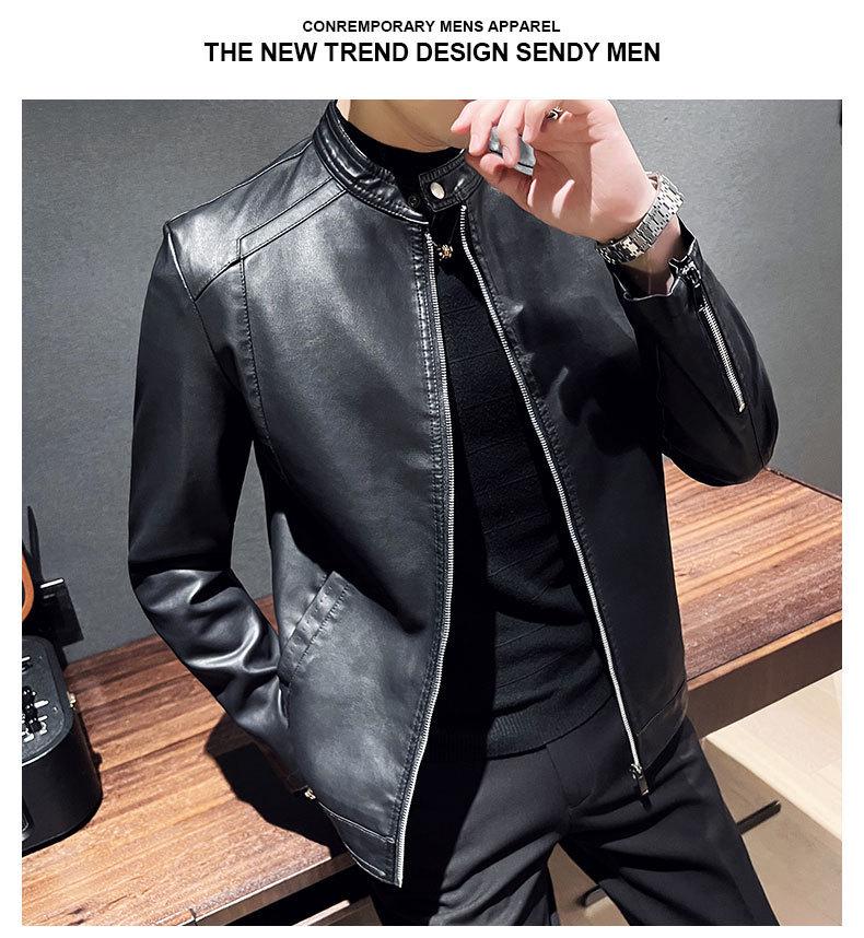 Men's Slim Casual Korean Style Leather Motorcycle Jacket