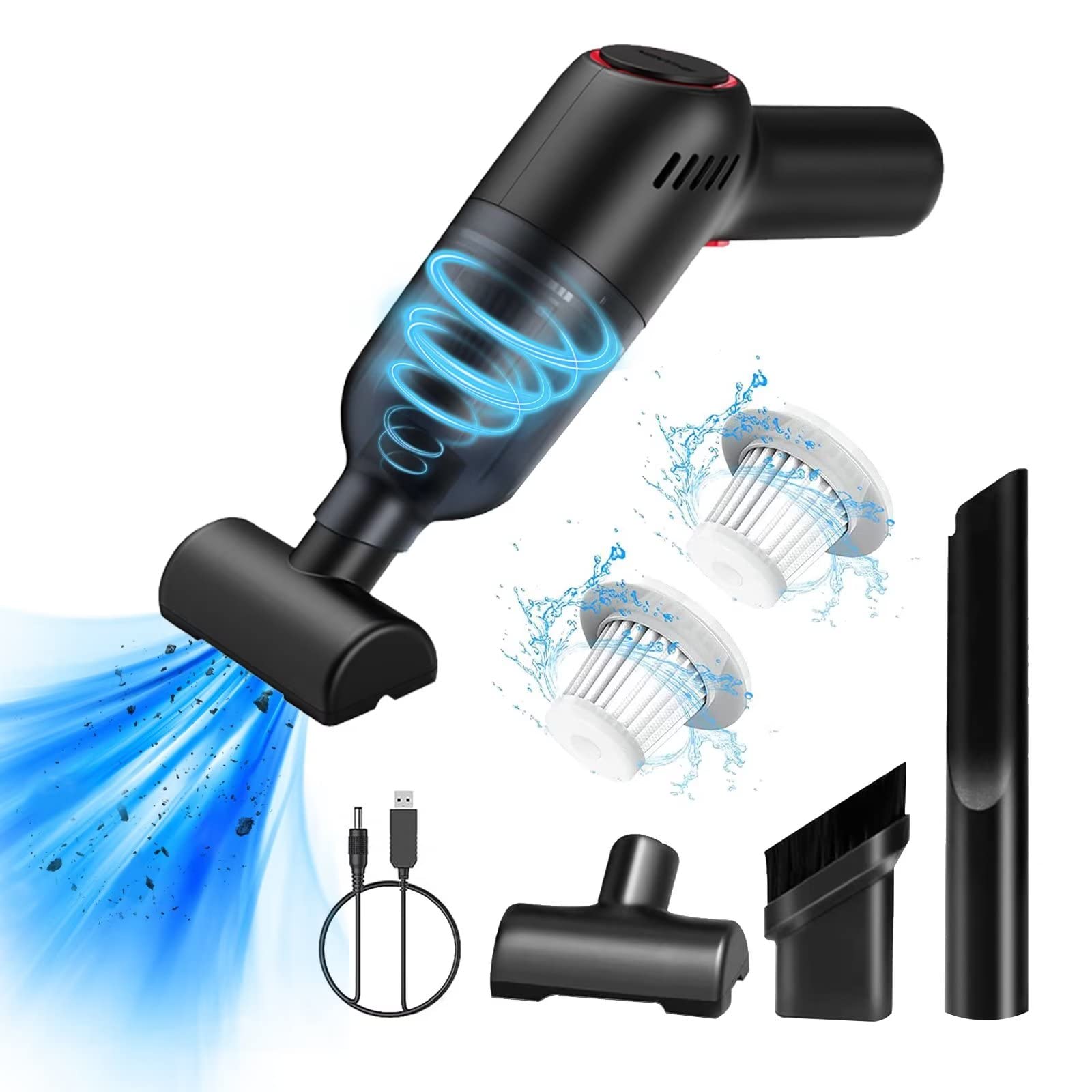 

Handy Vacuum Handy Car Mini Vacuum Tabletop Pet Hair USB Wet and Dry 9000PA Suction Use Cleaner, Cleaner, Cleaner, Cordless, Cleaner, Furniture, чорний