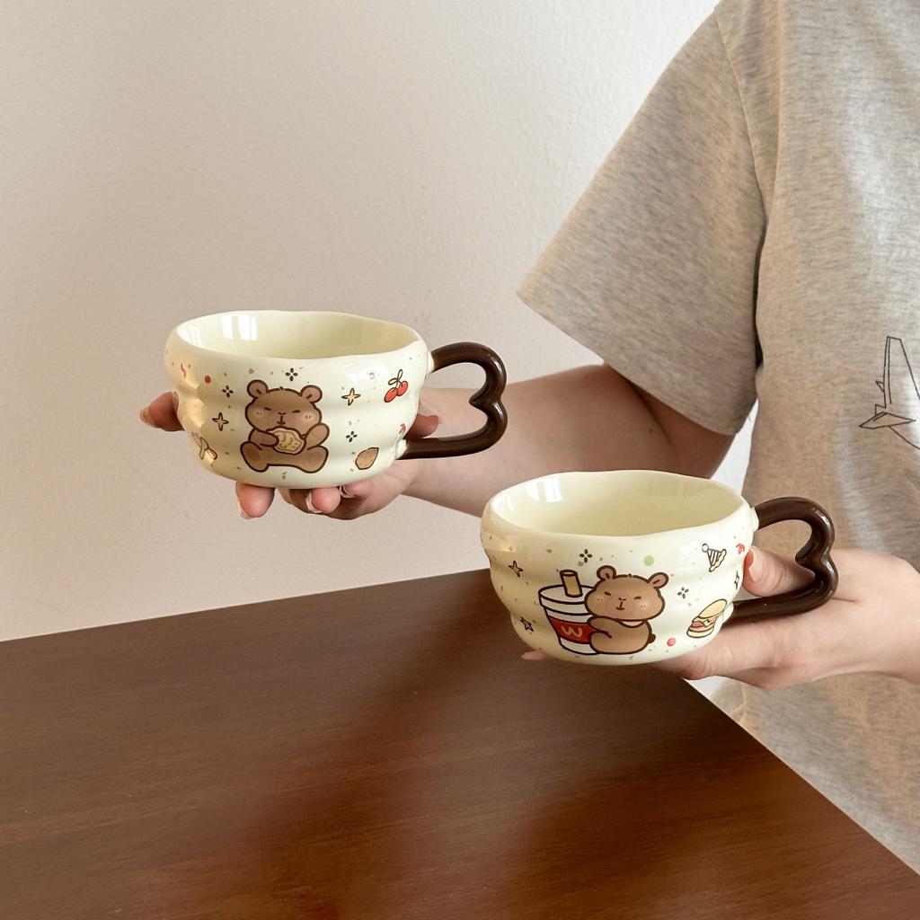 Cute Kapibala Ceramic Mug Children's Home Breakfast Coffee Mug for Friends Practical Birthday Gifts
