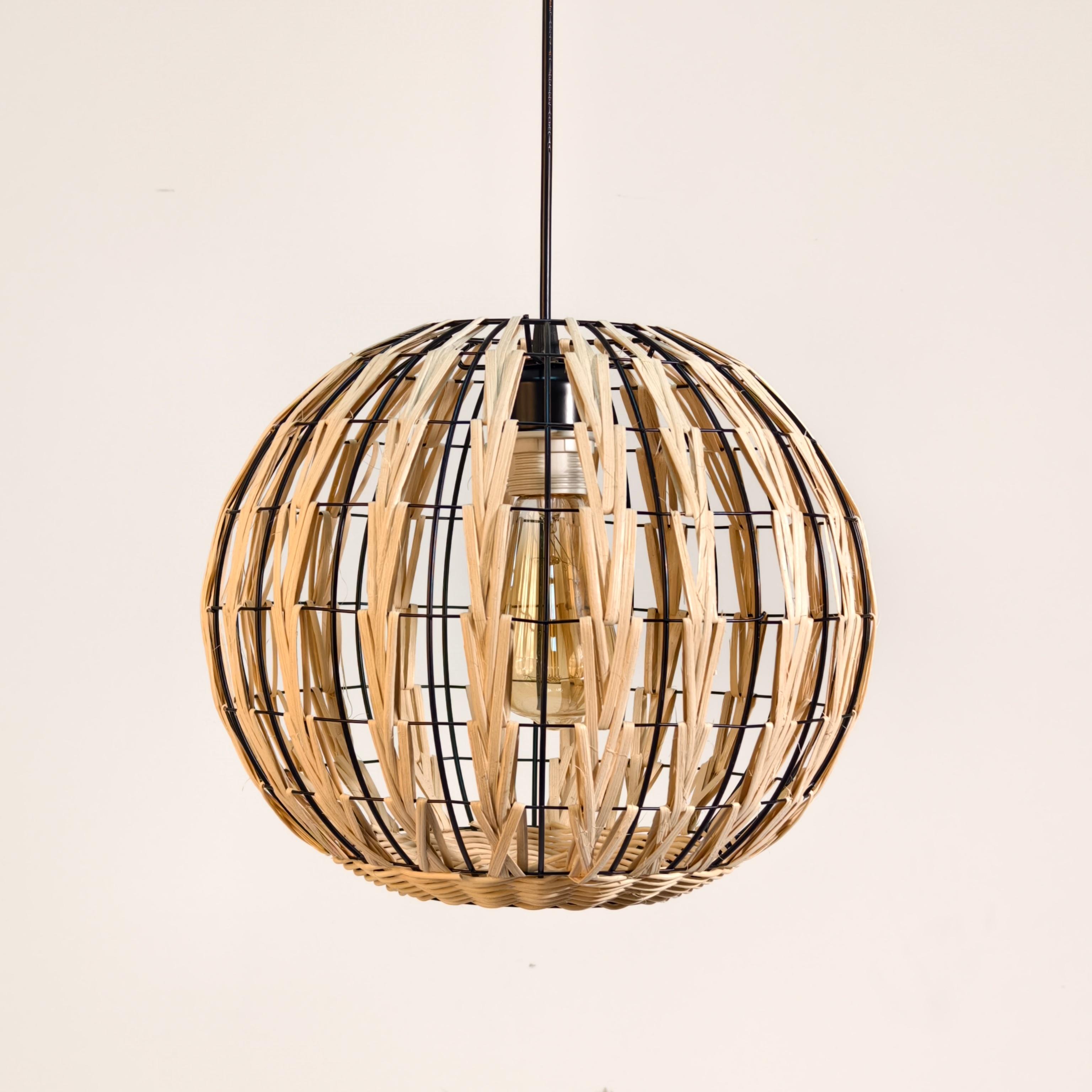 

Hand Woven Rattan Chandelier Restaurant Hot Pot Shop Agritainment Japanese Bamboo Lantern Homestay Retro Rattan Art Straw Hat No Bulb