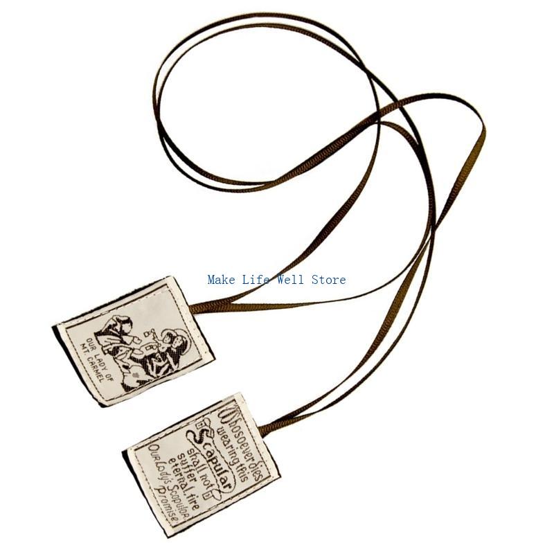 Brown Scapular Our Lady of Mount Embroidered Scapular Catholic Necklace