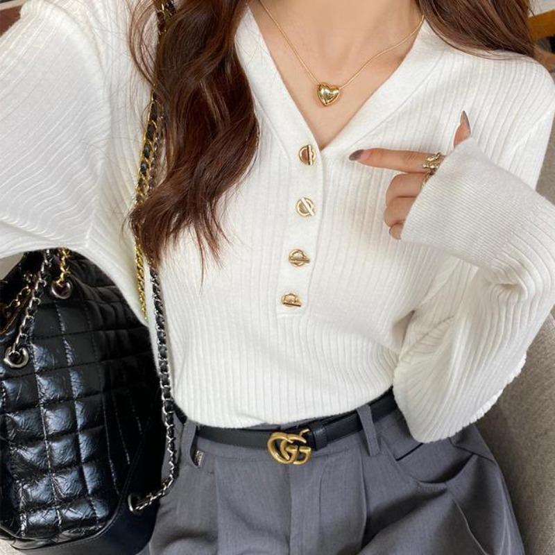

New bottoming shirt women s inner wear autumn and winter knitted sweater casual versatile soft waxy sweater top women XXL