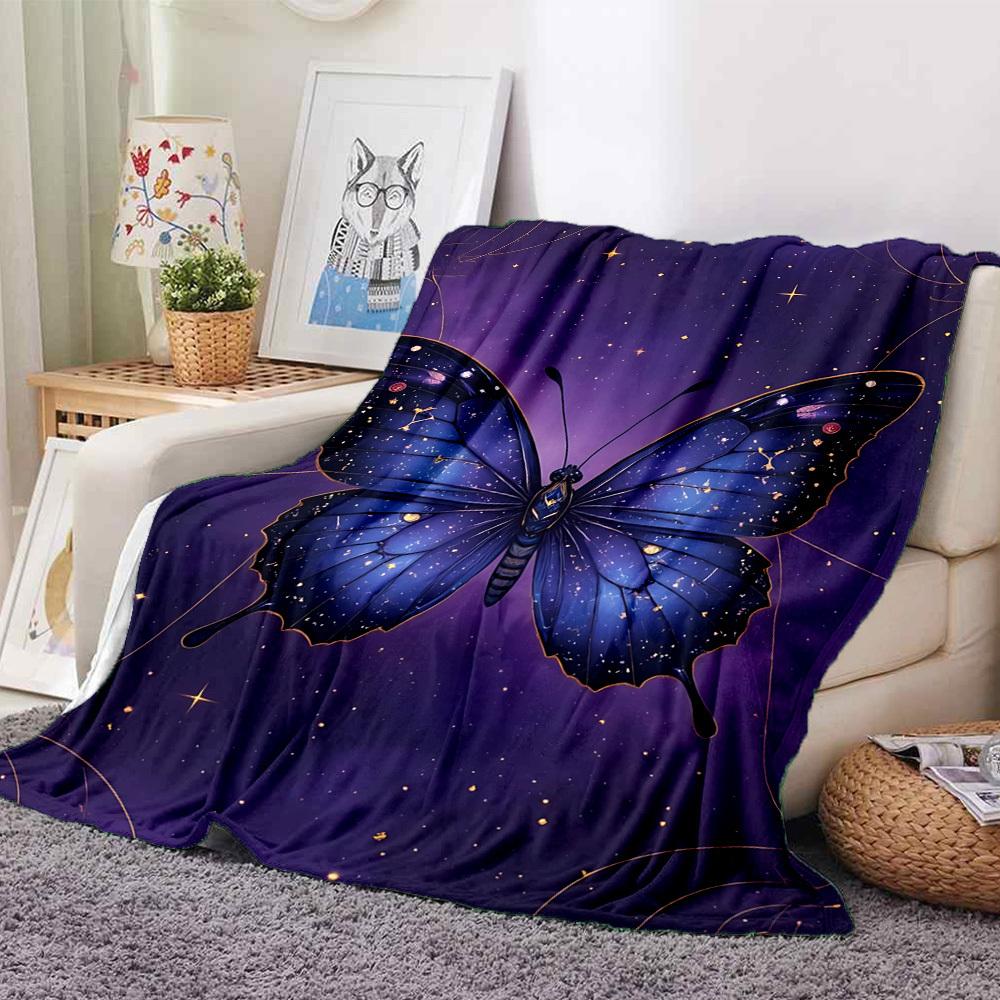 1PC Butterfly Print Blanket, Throw For Sofa, Bed, Travel, Camping, Livingroom, And Bed, Printing Blanket With Soft And Warm Fabric yy250918208