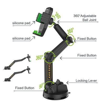 Universal Car Phone Mount Holder with Adjustable Height Long Arm Heavy Duty Suction Cup for Truck AUTO Dashboard Cell Phone