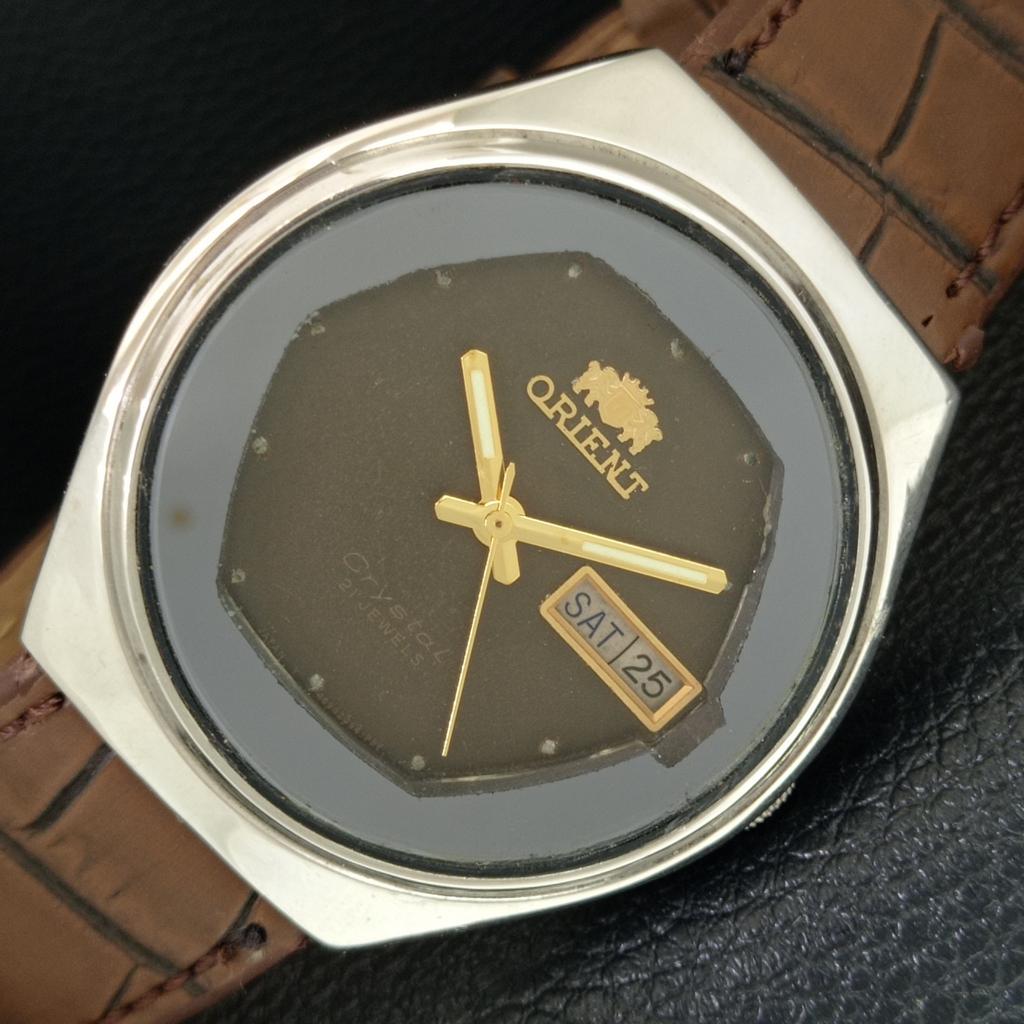 JAPAN VINTAGE ORIENT CRYSTAL AUTOMATIC 46941 MENS ORIGINAL DIAL WATCH a705022-1