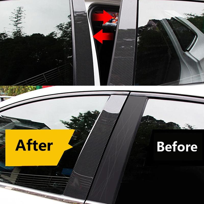 6pcs Door Window Center Middle Column BC Pillar Post Cover Mirror Effect Trim For Honda Civic Sedan 2006-2011