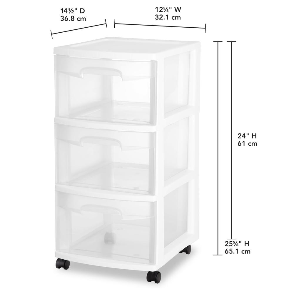 3 Drawer Plastic Storage Cart Rolling Organizer Multi-purpose Clear Bins Bedroom Kitchen Bathroom Craft Room Toy Organizer
