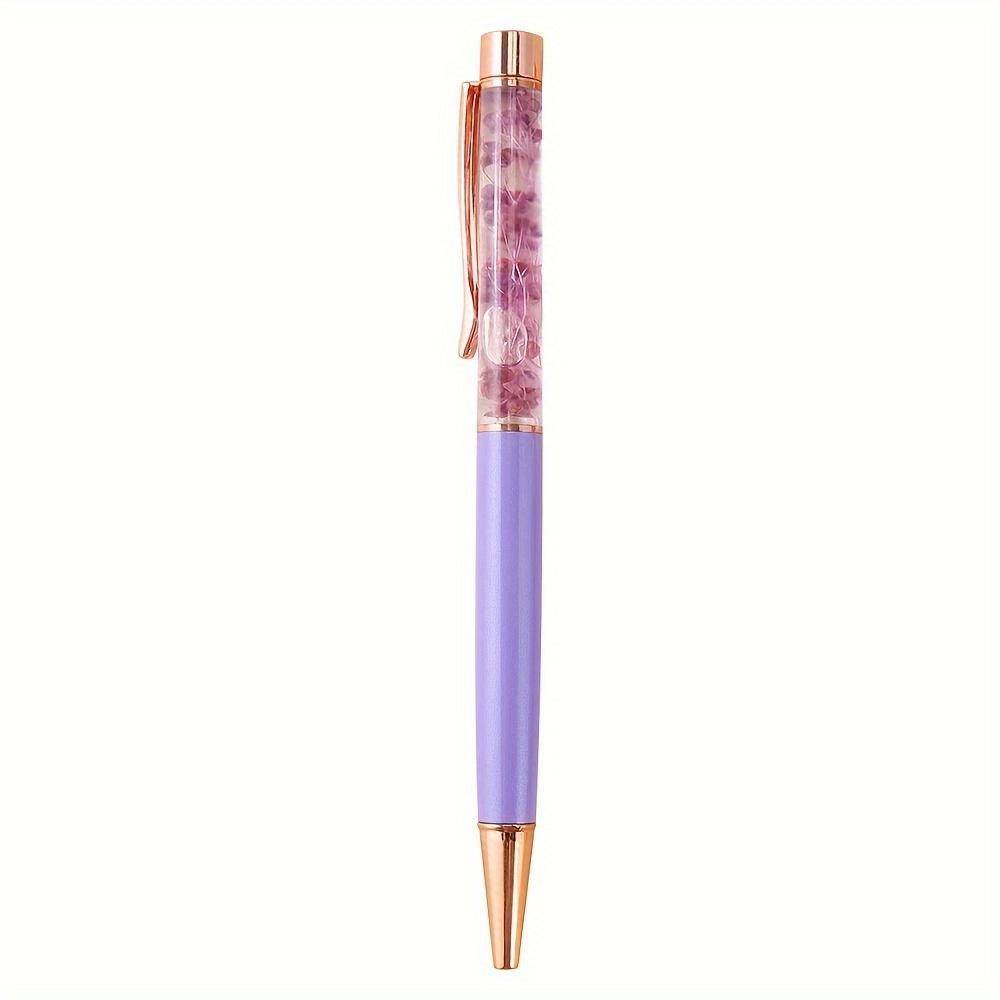 

Creative Metal Ballpoint Pens in Packs of 1/3/5, Office Supplies with Rose Designs and Dynamic Liquid Flower Ink фіолетовий